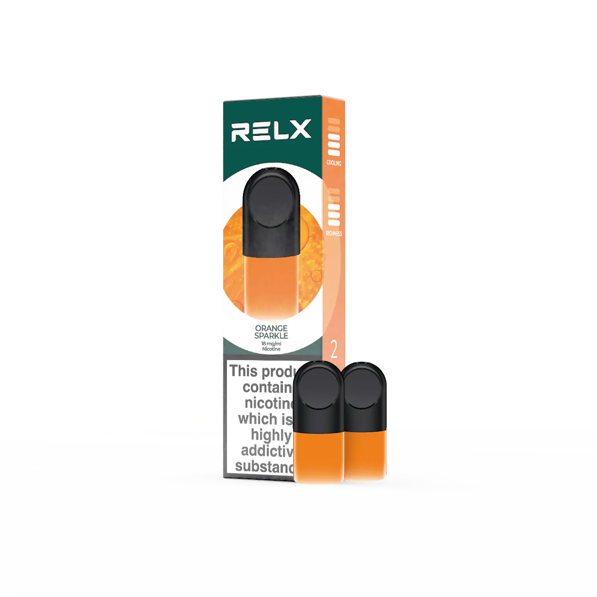 RELX Pod Pro Orange Sparkle Beverage Flavors 18mg/ml Nicotine - Six Pandas
